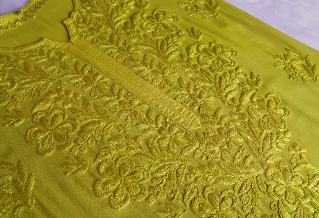 Sanam Olive Green Ombre Long Rayon Kurta