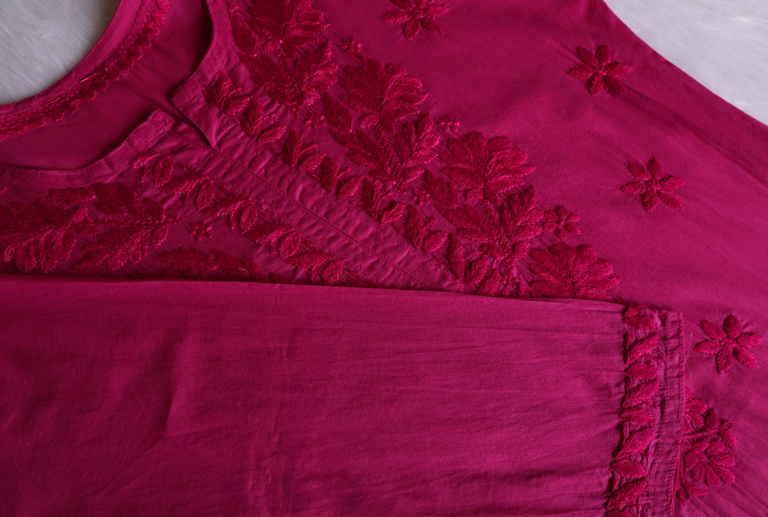 Zaira Deep Pink Pure Cotton Kurta