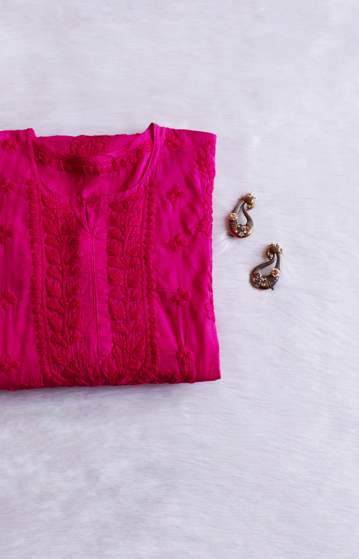 Saba Deep Pink 3D Pure Cotton Kurta
