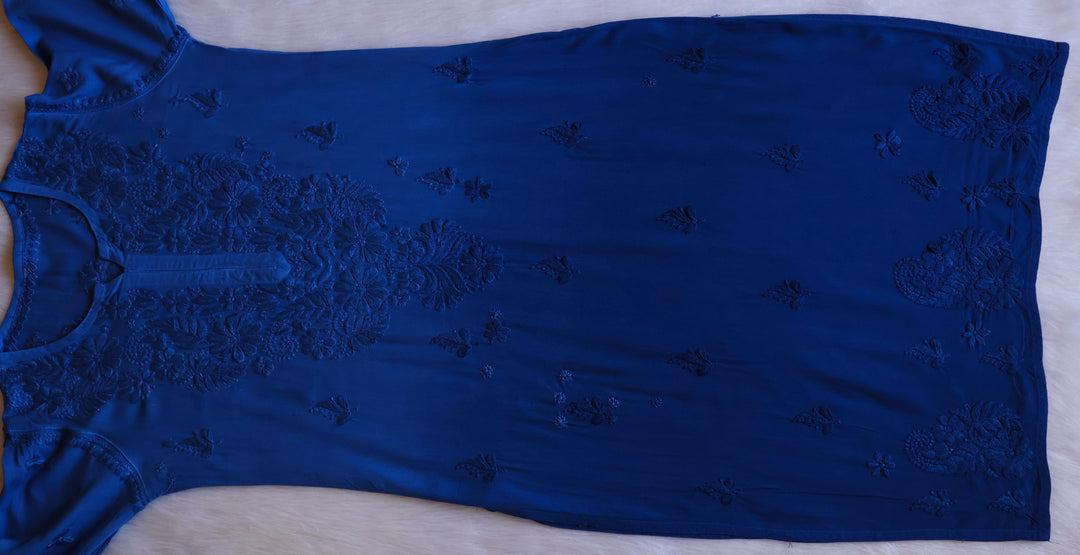 Zahrah Royal Blue Ombre Long Rayon Kurta