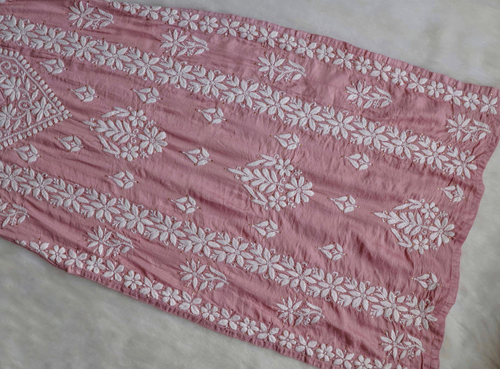 Alizah Rose Beige Linen Chanderi Mukaish Kurta