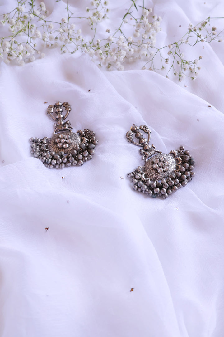 Chunky Oxidised Silver chandelier earrings