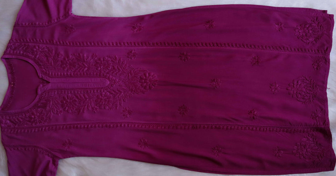 Zainab Deep Purple Ombre Long Rayon Kurta