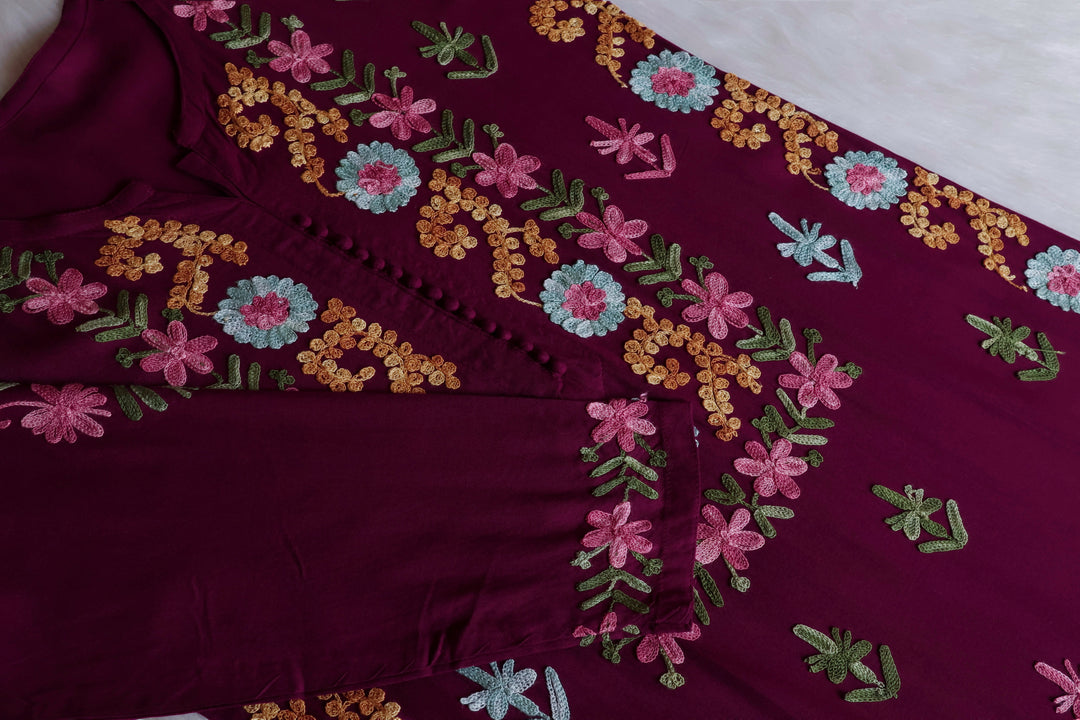 Anah Deep Purple Ombre Long Rayon Kurta
