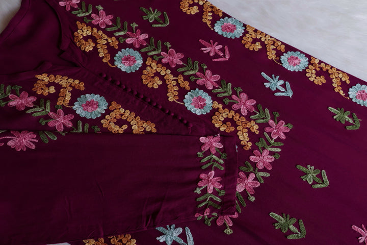 Anah Deep Purple Ombre Long Rayon Kurta