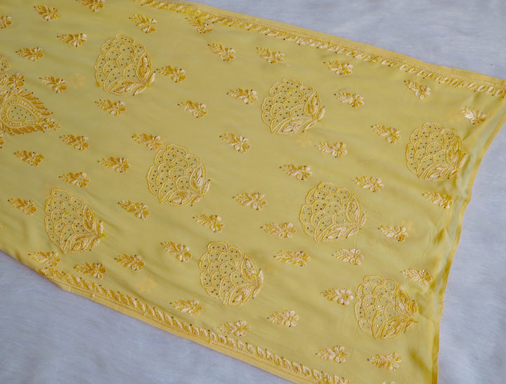Hanaa Yellow Viscose Georgette Kurta - Noor Chikankari