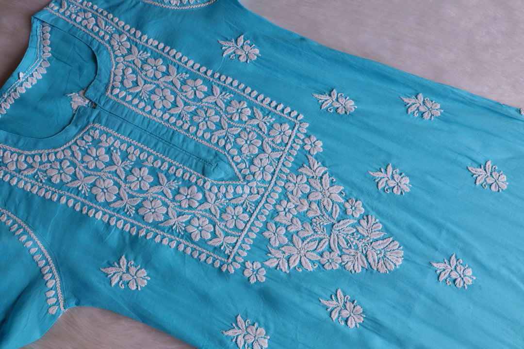Waliya Sky Blue Cotton Kurta