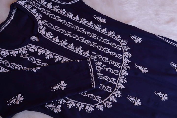 Maira Navy Blue Cotton Kurta
