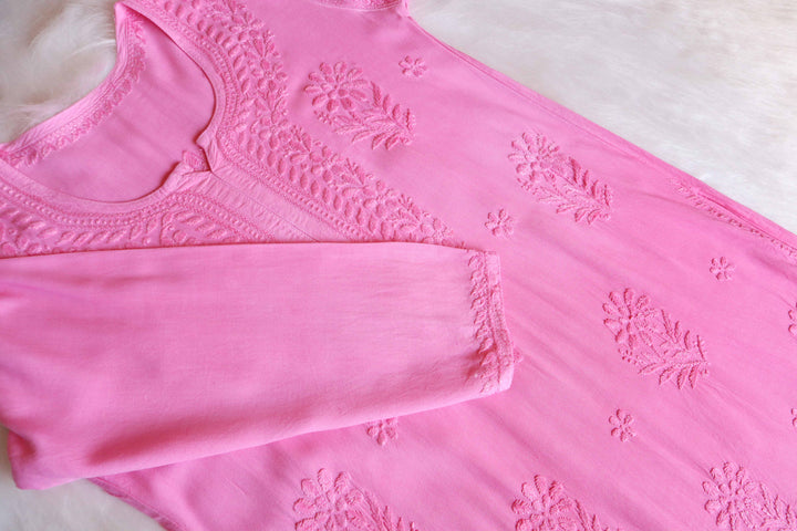 Laila Baby Pink Ombre Long Rayon Kurta