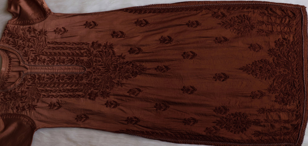 Ruhaab Chocolate Brown Pure Chanderi set