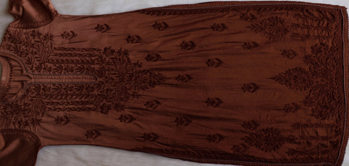 Ruhaab Chocolate Brown Pure Chanderi set