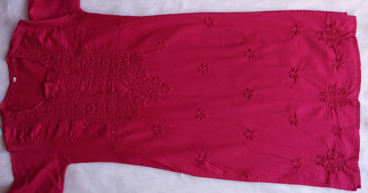 Zaira Deep Pink Long Cotton Kurta