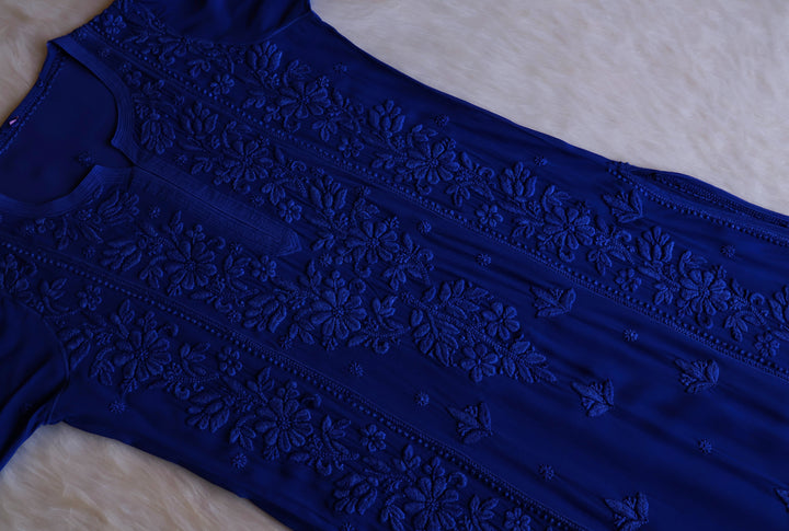 Mahnoor Royal Blue Viscose Georgette Kurta