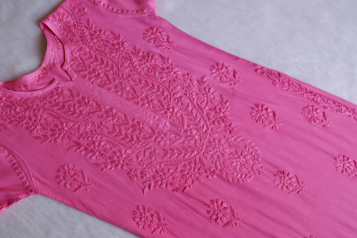 Duaa Baby Pink Ombre Long Rayon Kurta