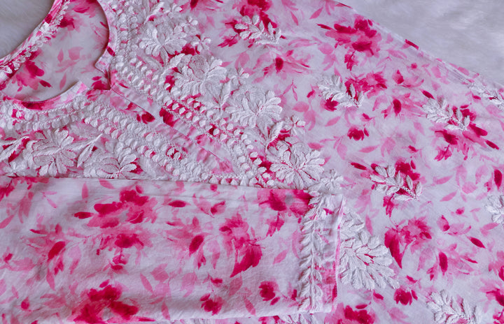 Abhira Baby Pink Pure Mulmul set - Noor Chikankari