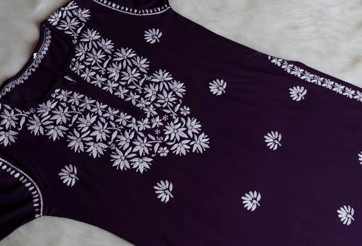 Haala Deep Purple Long Rayon Kurta