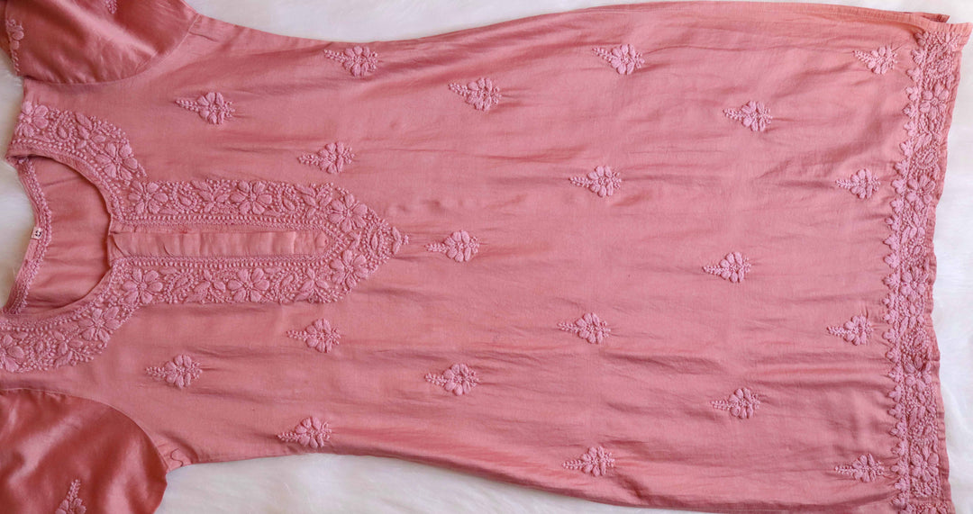 Zimra Premium Rose Brown Pure Chanderi set