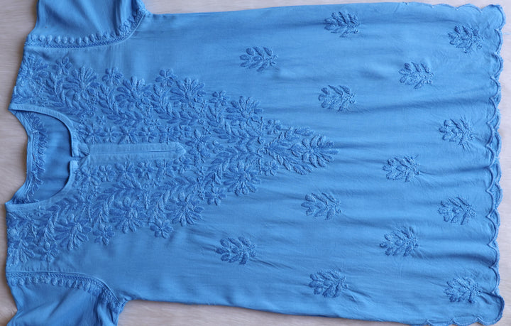 Gul Ice Blue Scalloped Short Kurta