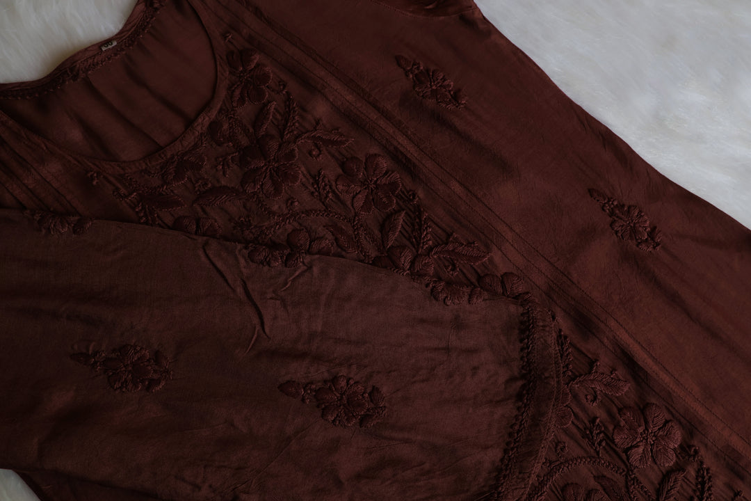 Mayra Chocolate Brown Pure Muslin Kurta