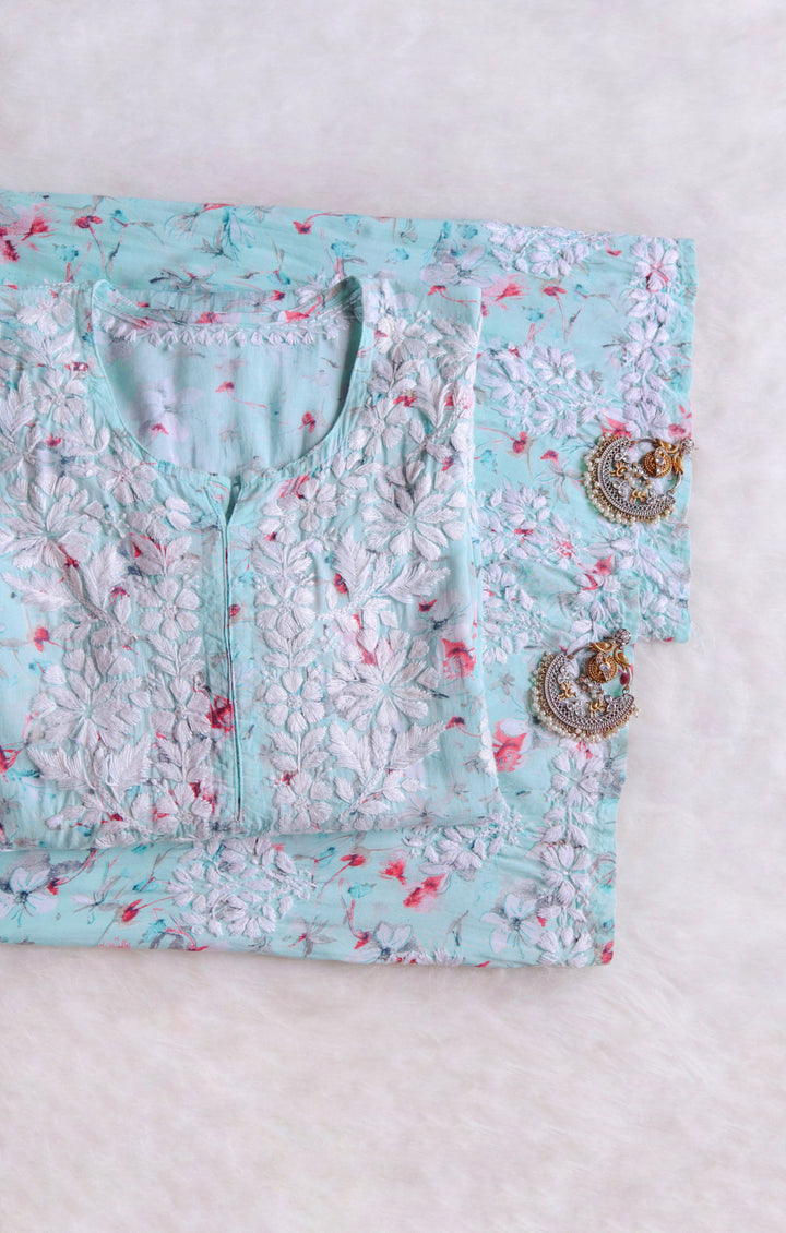 Dahlia Powder Blue Pure Mulmul set