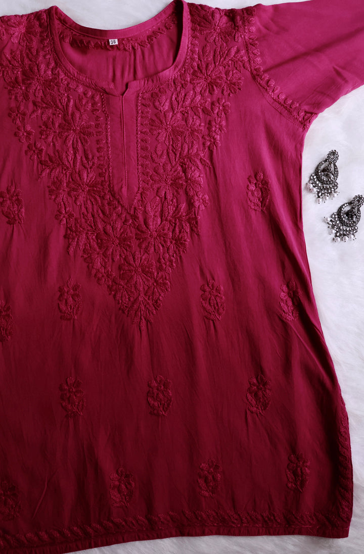 Farhaa Rose Pink Ombre Short Rayon Kurta
