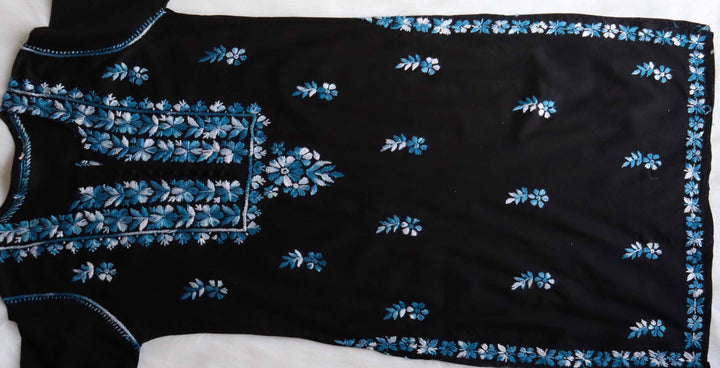 Gul-e-Jahaan Black & Sky Blue Cotton Kurta