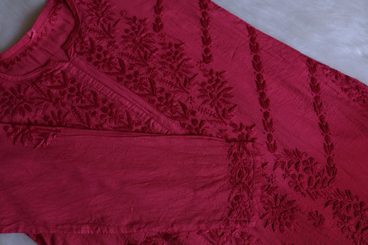 Jannat Burgundy Pure Chanderi set