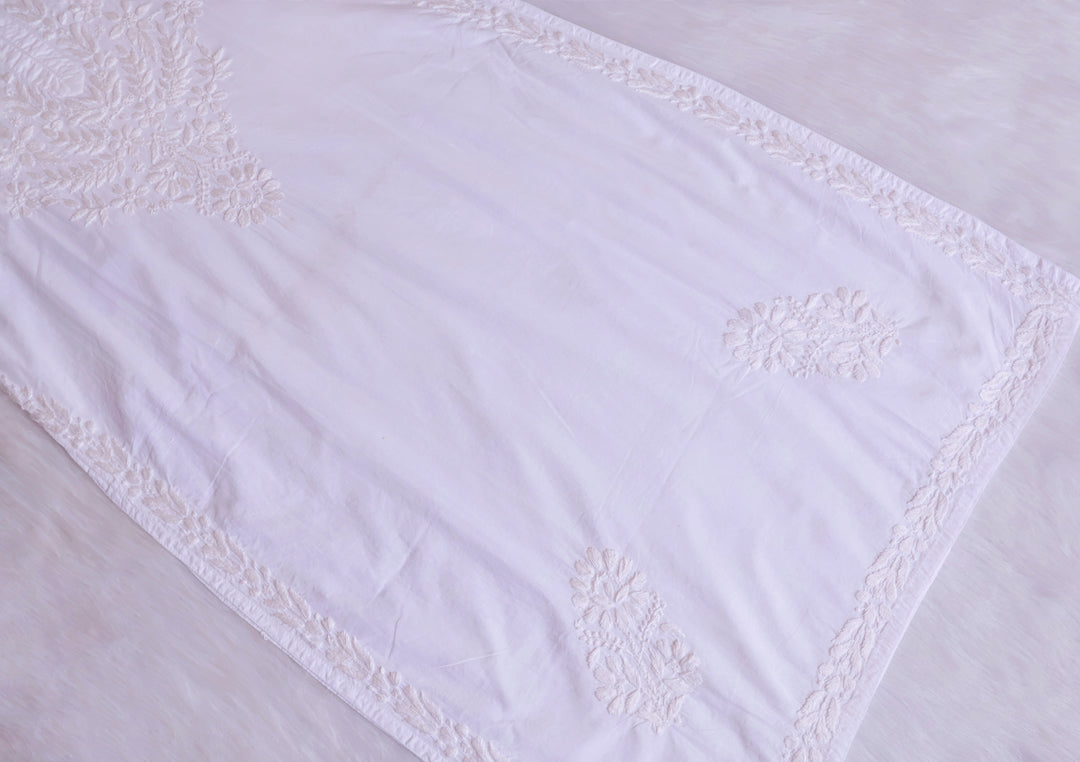 Raheema White Long Cotton kurta