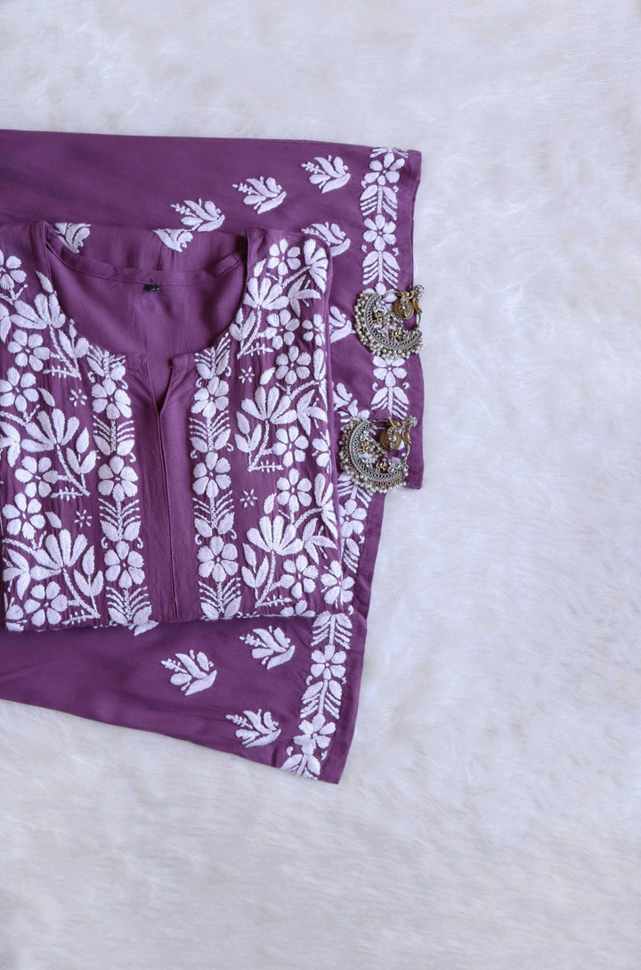 Saanjh Dusty Purple Rayon Kurta Pant set