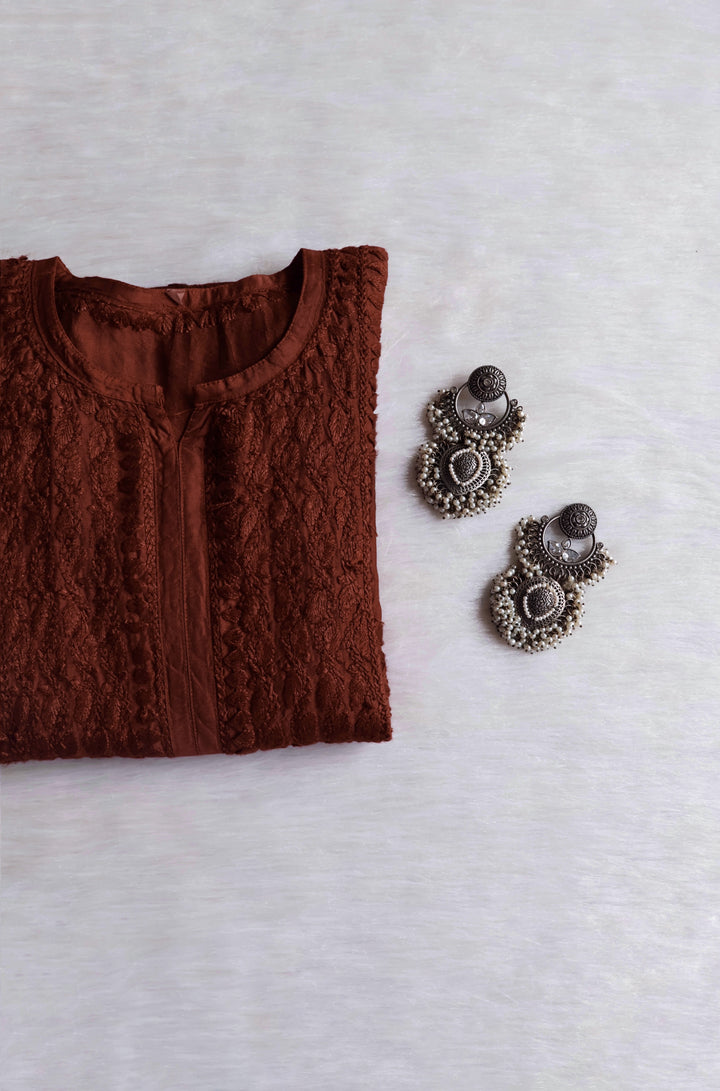 Dilnoor Chocolate Brown Chanderi Ombre Kurta