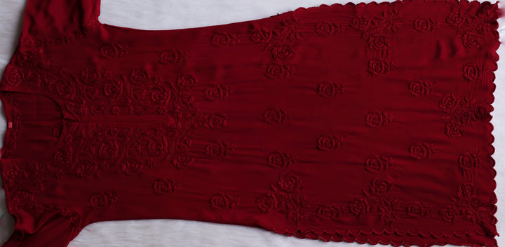 Gul Maroon Scalloped Rayon set