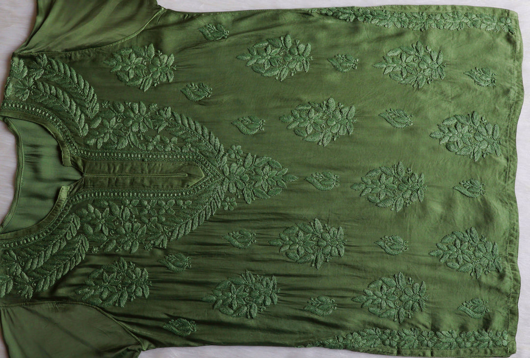 Mehr Olive Green Modal Silk short top