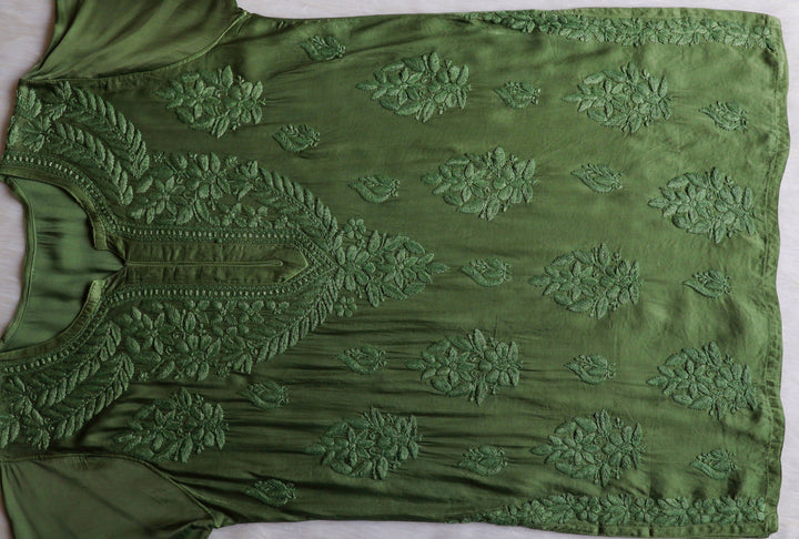 Mehr Olive Green Modal Silk short top