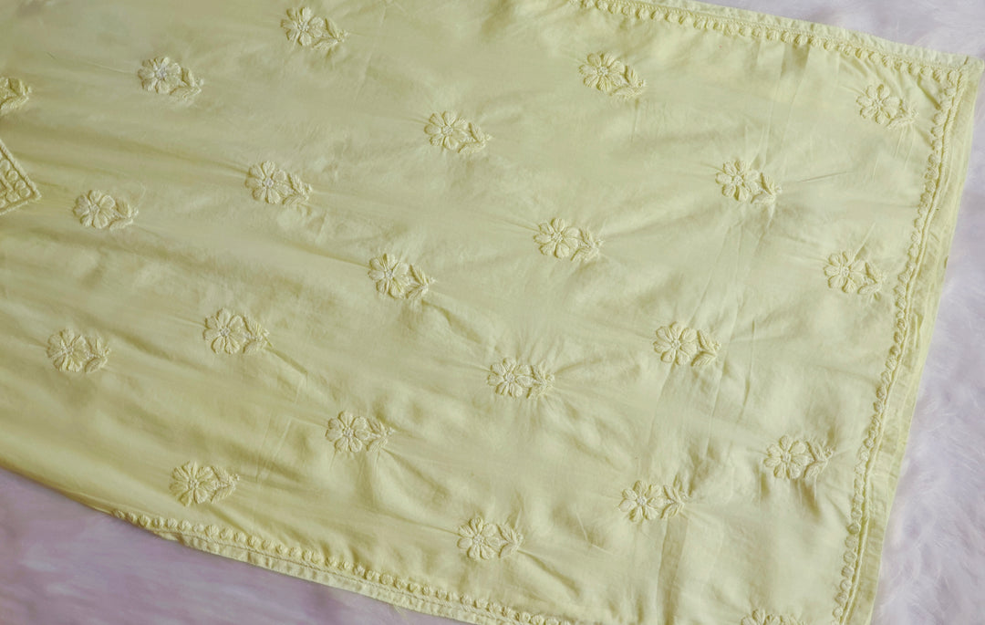Saleha Pastel Yellow Cotton Kurta