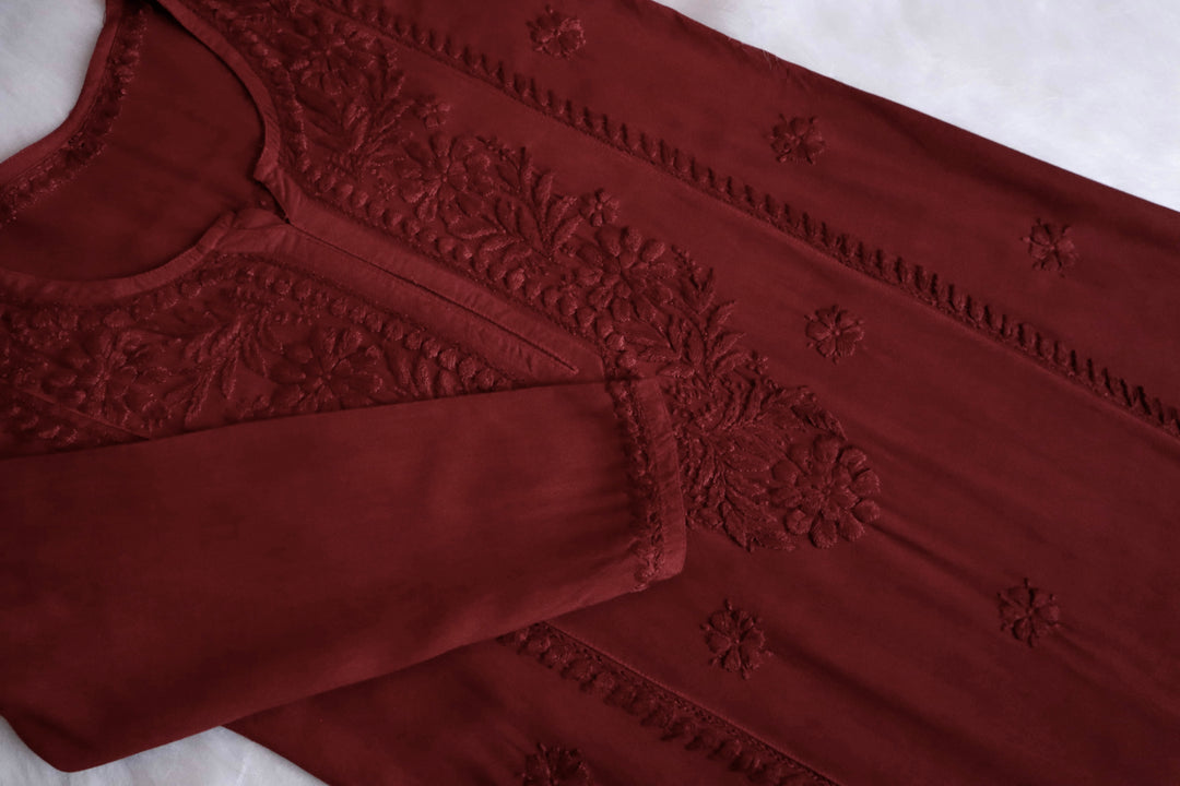 Zainab Rose Brown Ombre Long Rayon Kurta