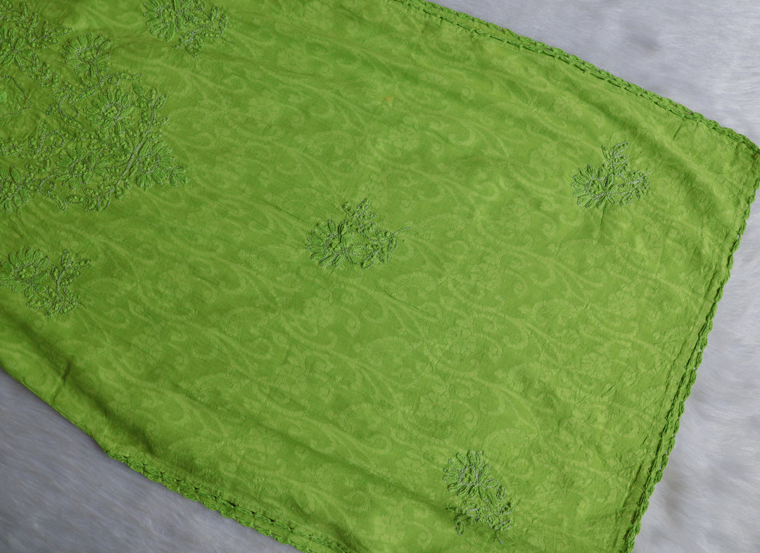 Lime Green Long Jacquard Cotton kurta