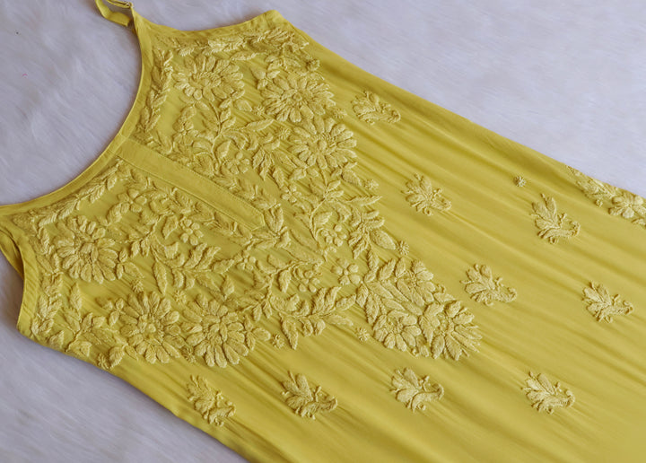 Hana Mustard Long Viscose Noodle Strap Kurta