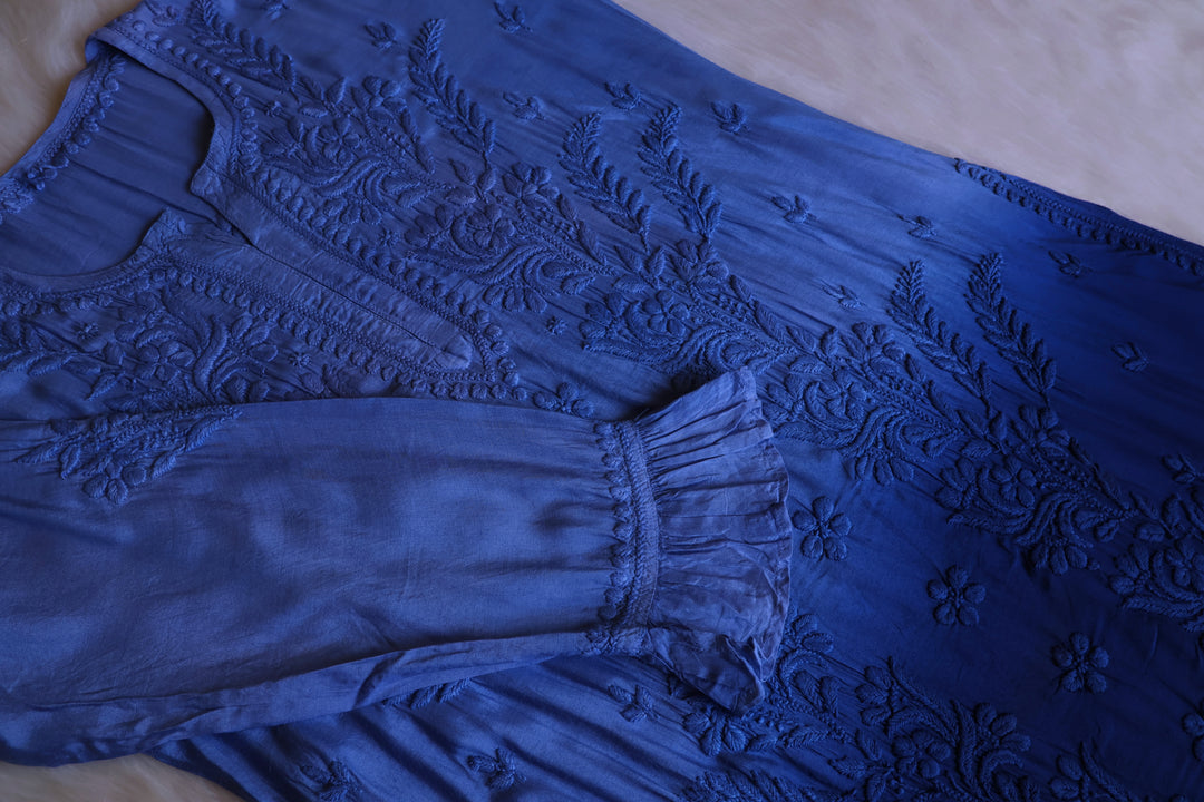 Yalina Royal Blue Pure Muslin Kurta