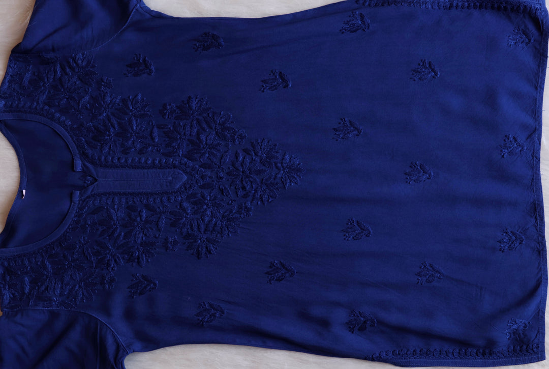 Nora Royal Blue Short Rayon Kurta