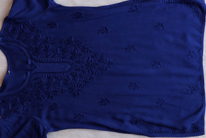 Nora Royal Blue Short Rayon Kurta