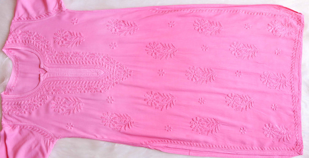 Laila Baby Pink Ombre Long Rayon Kurta