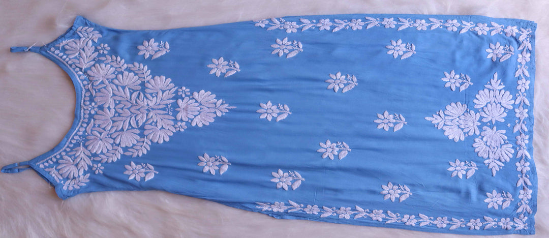 Mirha Ice Blue Sleeveless Rayon Kurta