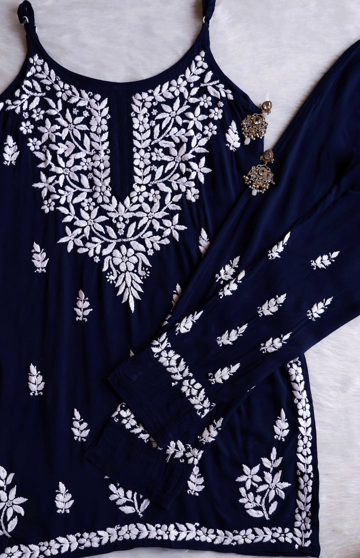 Mirha Navy Blue Sleeveless Modal Kurta Set