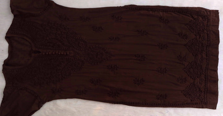 Nazakat Chocolate Brown Cotton Kurta