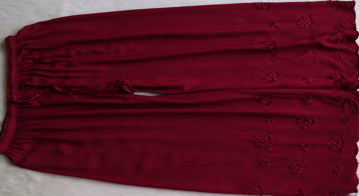 Alishba Deep Plum Scalloped Rayon set