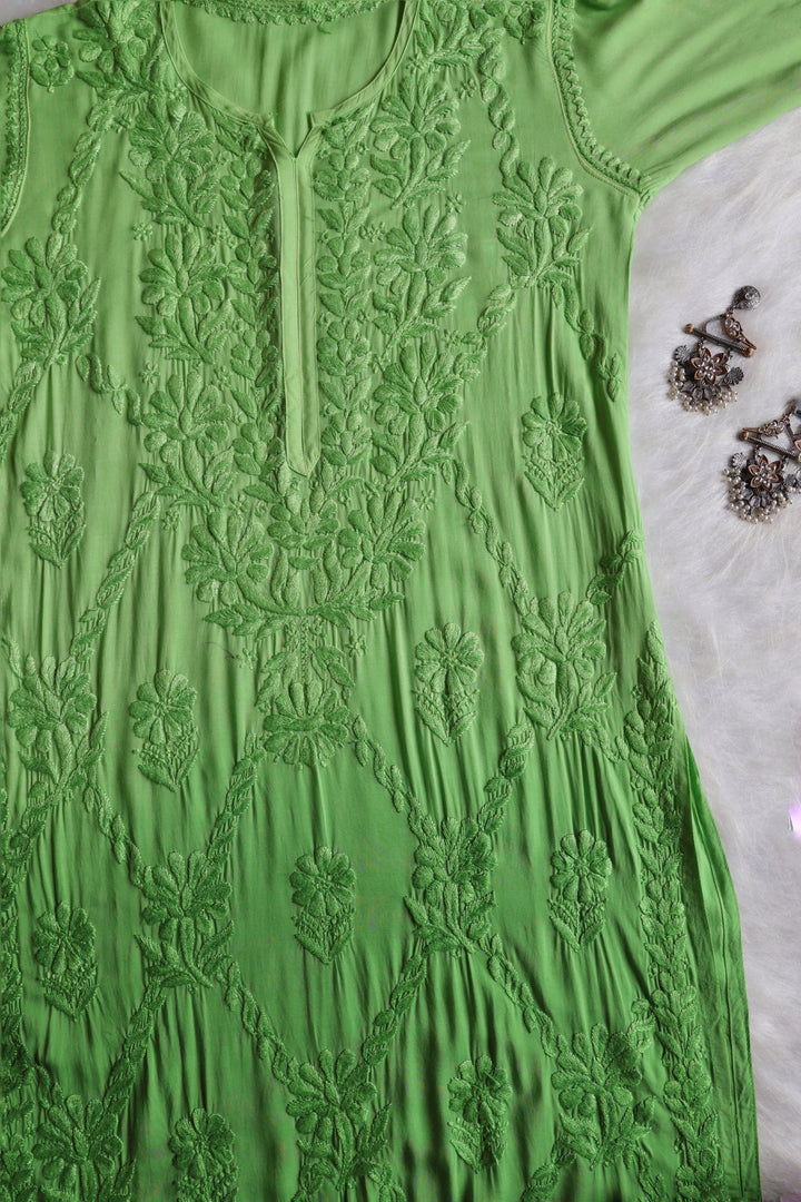 Alanah Lime Green Long Modal Kurta