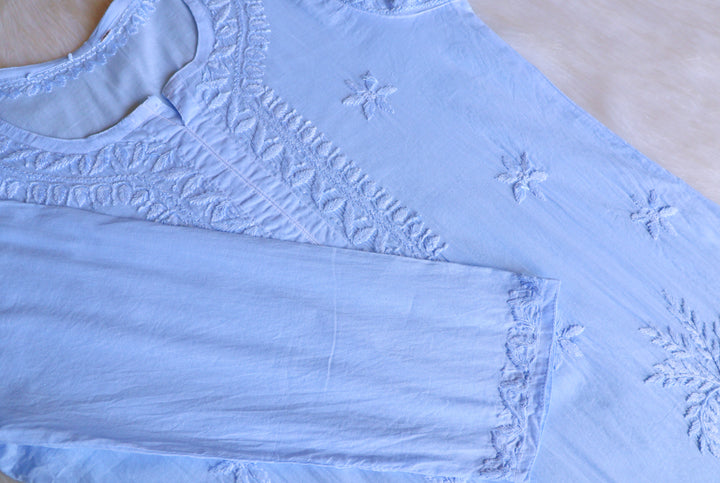 Heer Ice Blue Pure Cotton Kurta