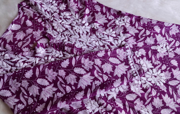 Haala Deep Purple Mulmul Long Kurta