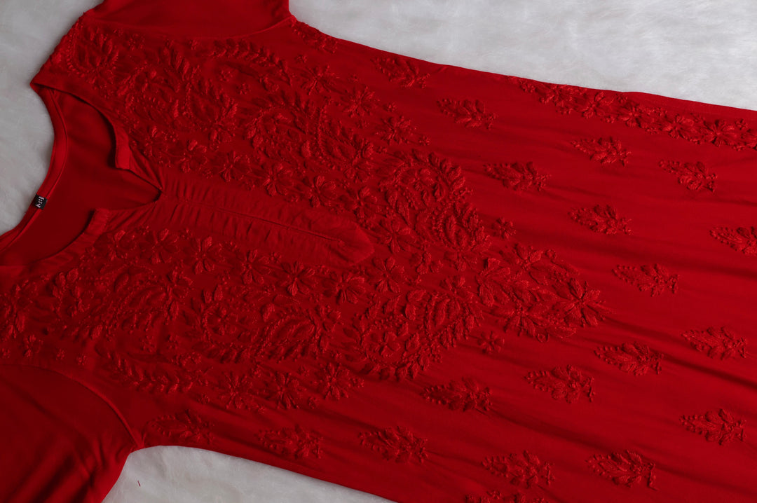 Nazakat Red 2 piece Rayon set