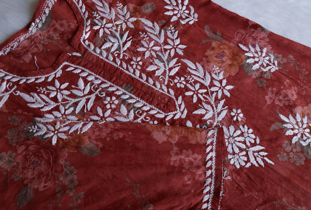 Dahlia Rose Brown Mulmul short top